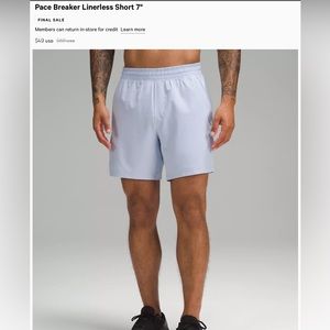 *NEW* Lululemon pace breaker short 7”